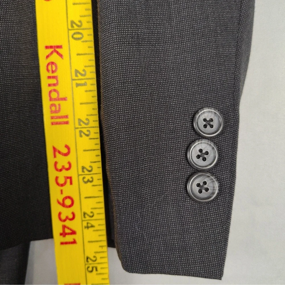 Jos A Bank Men's 48L 44x32 Charcoal 100% Wool 2 Piece Suit Pants Pleated Cuffed